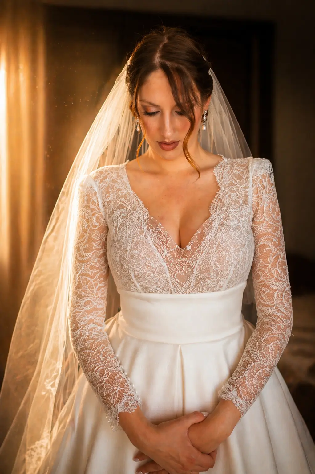 La robe de mariée tout juste enfilée au Royal Mougins Golf Club